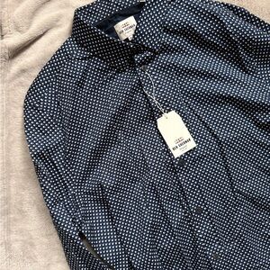 NWT - Ben Sherman - Navy Dot-Print Lightweight Dress Shirt